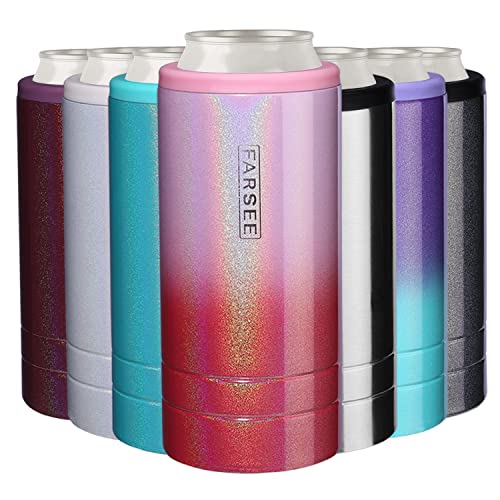 2-in-1 Skinny Can Cooler | RVS isolatie | Glitter Pink & Rood